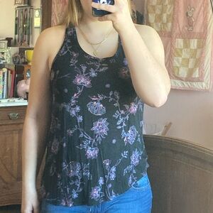 Floral Black Tank Top (brand: Mudd - Size: M)